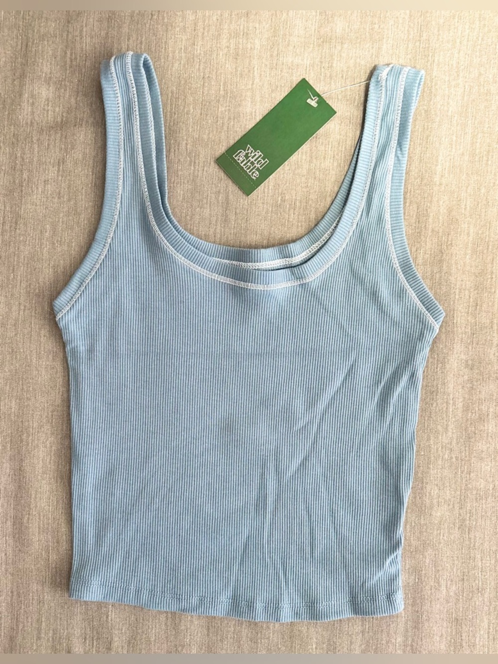 Set of 3 Wild Fable Women’s Blue Ribbed Crop Tank Top, Sizes: XS, M, L, NWT - Picture 2 of 6